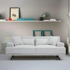 Canapés En Tissu|CREWE Canapé 2 places gris moderne, pieds métal noir