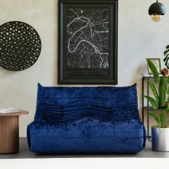 Canapés En Tissu|ARVEN Canapé 3 places gris sombre en tissu plissé 210 cm