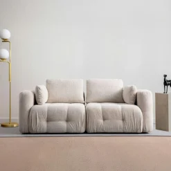 Canapés En Tissu|BARI Canapé 2 places modulable beige, forme organique