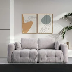 Canapés En Tissu|BARI Canapé 2 places modulable beige, forme organique