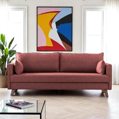 Canapés En Tissu|Canapés 3 Places|SPLIT Canapé 3 places rouge chiné - dos droit