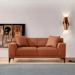 Canapés En Tissu|ORSAY Canapé 2 places rouille - accoudoirs larges
