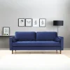Canapés En Tissu|CHIBA Canapé 3 places velours bleu avec coussins polochons