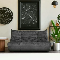 Canapés En Tissu|ARVEN Canapé 2 places velours bleu nuit plissé 145 cm