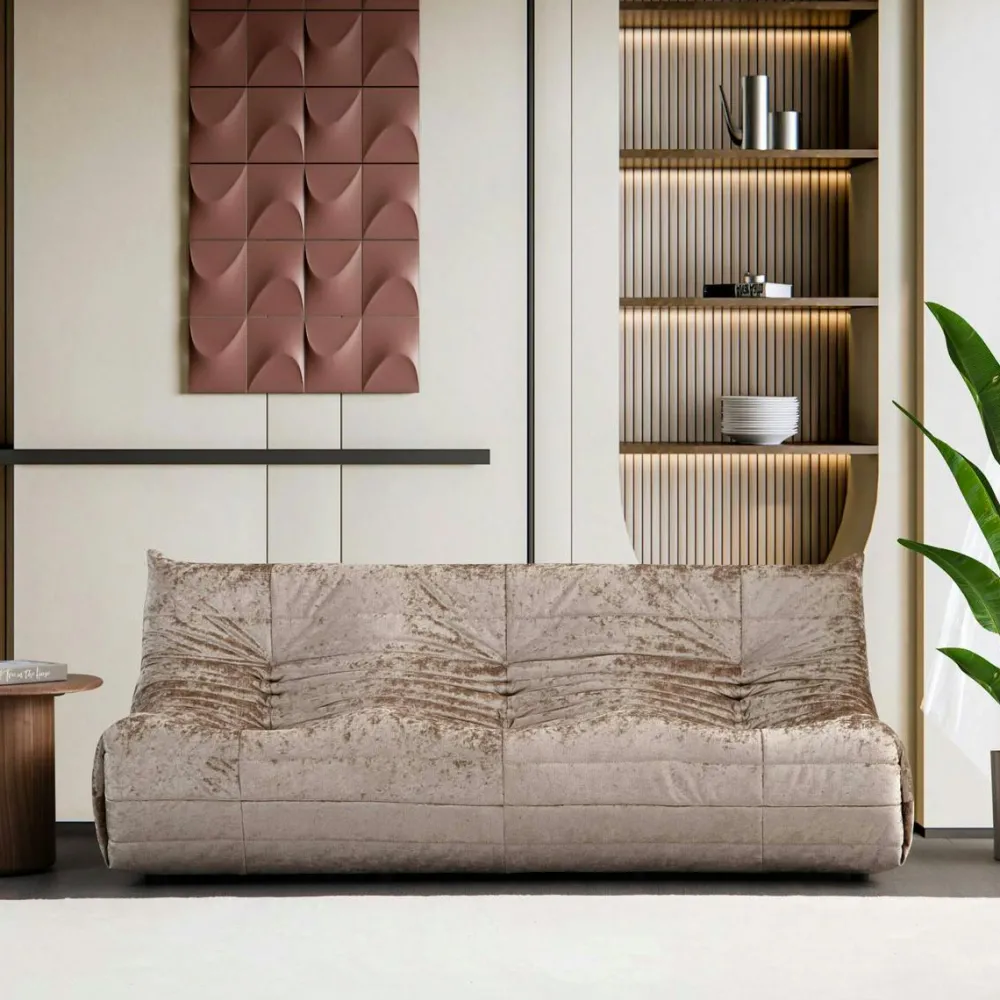 Canapés En Tissu|ARVEN Canapé 2 places velours bleu nuit plissé 145 cm