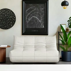 Canapés En Tissu|ARVEN Canapé 2 places velours bleu nuit plissé 145 cm