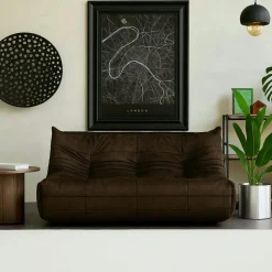 Canapés En Tissu|ARVEN Canapé 2 places velours bleu nuit plissé 145 cm