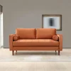 Canapés En Tissu|CHIBA Canapé 2 places velours rouille avec coussins polochons