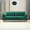 Canapés En Tissu|CHIBA Canapé 3 places velours vert avec coussins polochons