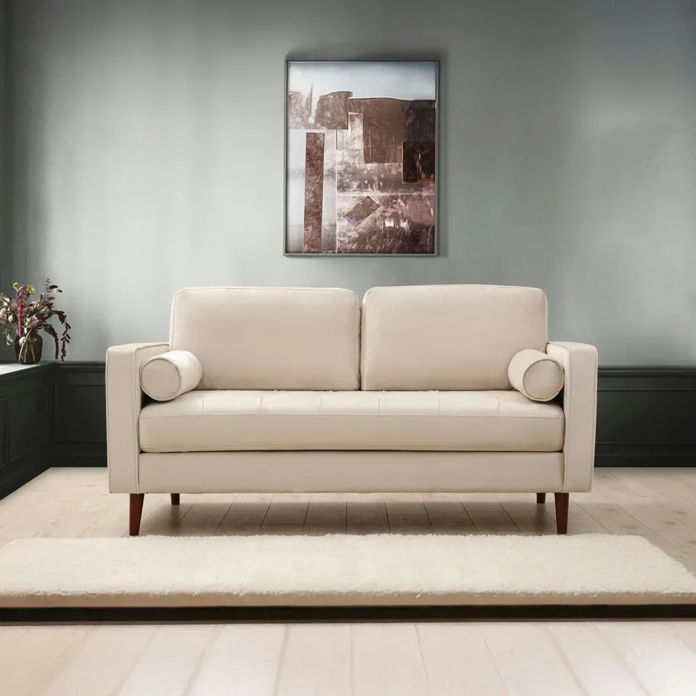 Canapés En Tissu|CHIBA Canapé 3 places velours vert avec coussins polochons