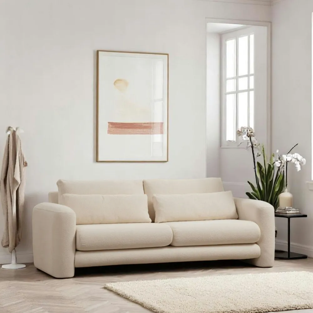 Canapés 3 Places|Canapés En Tissu|LUCCA Canapé 3 places vert - forme organique