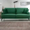 Canapés En Tissu|SEATTLE Canapé 2 places vert en tissu velours 175 cm
