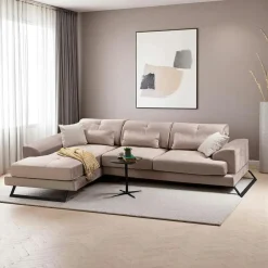Canapés 3 Places|Canapés D'Angle|MILO Canapé d'angle beige - dossier inclinable, côté gauche