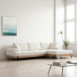 Canapés 3 Places|Canapés D'Angle|TROPEA Canapé d'angle blanc - accoudoirs larges, côté droit