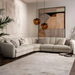 Canapés 3 Places|Canapés En Tissu|HANOI Canapé d'angle blanc beige