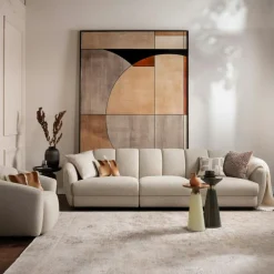 Canapés 3 Places|Canapés En Tissu|HANOI Canapé d'angle blanc beige