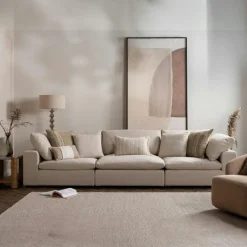 Canapés En Tissu|Canapés 3 Places|GIULIA Canapé d'angle blanc écru (angle gauche)