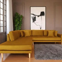 Canapés 3 Places|Canapés D'Angle|AMSTERDAM Canapé d'angle bleu nuit - côté droit, 257 cm