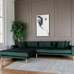 Canapés 3 Places|Canapés D'Angle|AMSTERDAM Canapé d’angle bleu nuit - velours, côté droit,