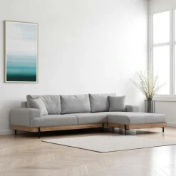 Canapés 3 Places|Canapés D'Angle|TROPEA Canapé d'angle gris - accoudoirs larges, côté droit