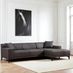 Canapés En Tissu|Canapés 3 Places|ORSAY Canapé d'angle gris anthracite - côté droit