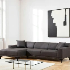 Canapés En Tissu|Canapés 3 Places|ORSAY Canapé d'angle gris anthracite - côté gauche