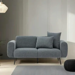 Canapés En Tissu|Canapés D'Angle|YOKOH Canapé d'angle gris clair pieds métal (côté gauche)