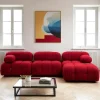 Canapés 3 Places|Canapés D'Angle|RONDA Canapé d'angle modulable rouge - tissu bouclette