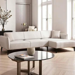 Canapés D'Angle|Canapés 3 Places|VILNIUS Canapé d'angle sable - couture déco, côté droit