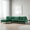 Canapés 3 Places|Canapés D'Angle|SEATTLE Canapé d'angle vert en velours - côté gauche