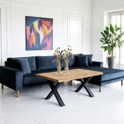 Canapés 3 Places|Canapés D'Angle|AMSTERDAM Canapé d'angle vert foncé en velours - côté gauche,