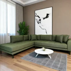 Canapés 3 Places|Canapés D'Angle|AMSTERDAM Canapé d'angle vert nature - côté gauche, 257 cm