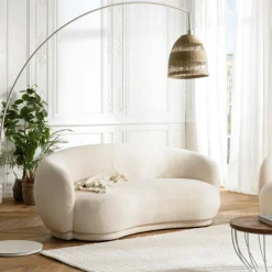 Canapés En Tissu|Canapés 2 Places|COLOMBUS Canapé design 2 places tissu bouclette écru