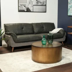 Canapés En Tissu|Canapés 3 Places|NOTTINGHAM Canapé en cuir et velours gris 3 places