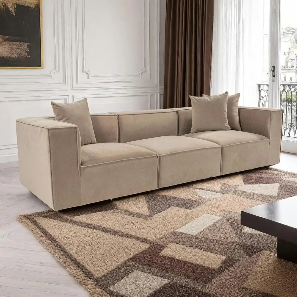 Canapés 3 Places|Canapés En Tissu|COLLIOURE Canapé en lin 3 places - taupe