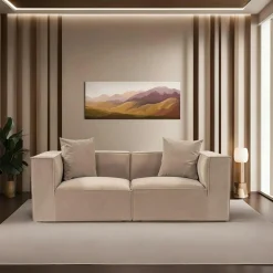 Canapés 3 Places|Canapés En Tissu|COLLIOURE Canapé en lin 3 places - taupe