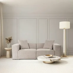 Canapés 3 Places|Canapés En Tissu|OSTUNI Canapé lin 4 places - écru, accoudoirs larges