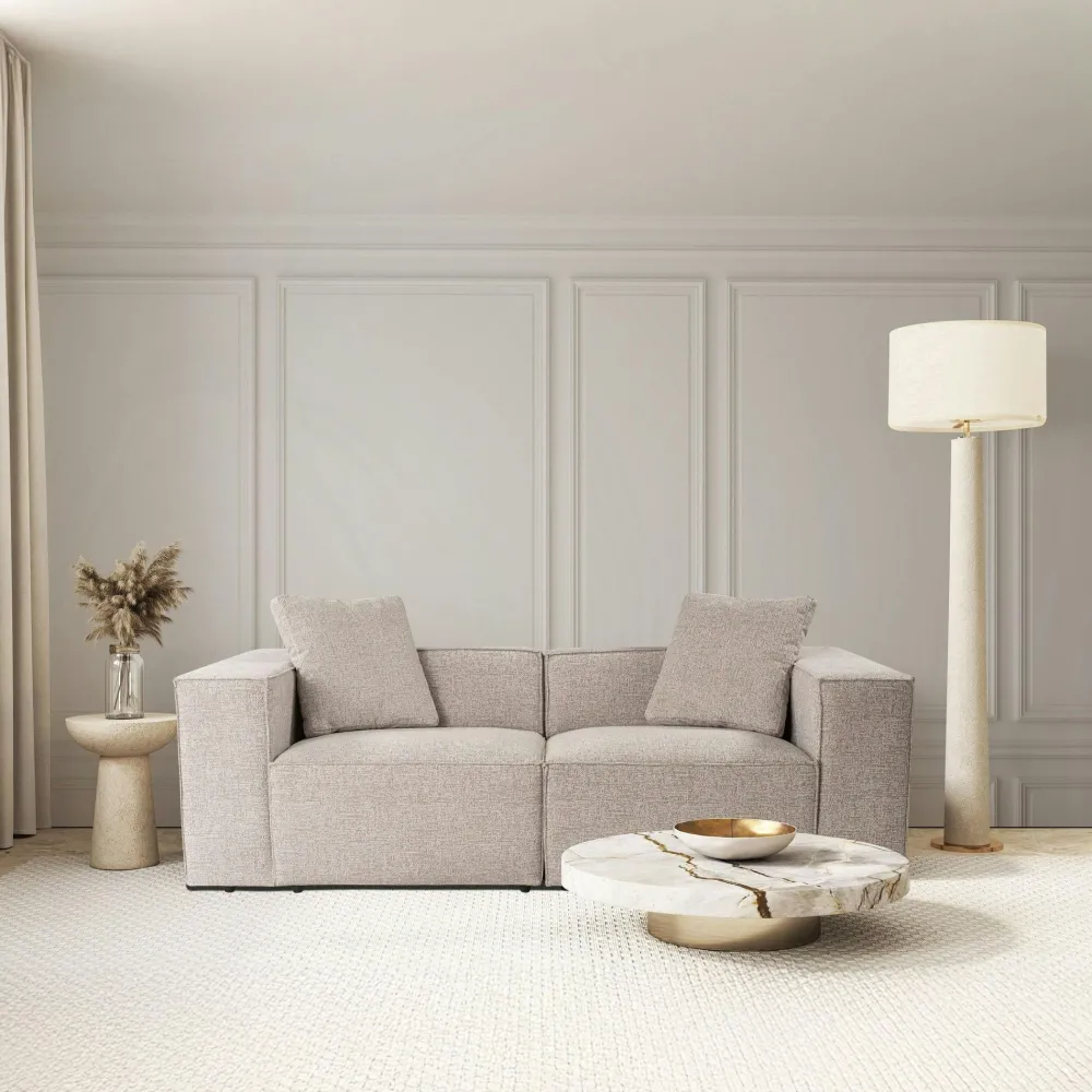 Canapés 3 Places|Canapés En Tissu|OSTUNI Canapé lin 4 places - écru, accoudoirs larges
