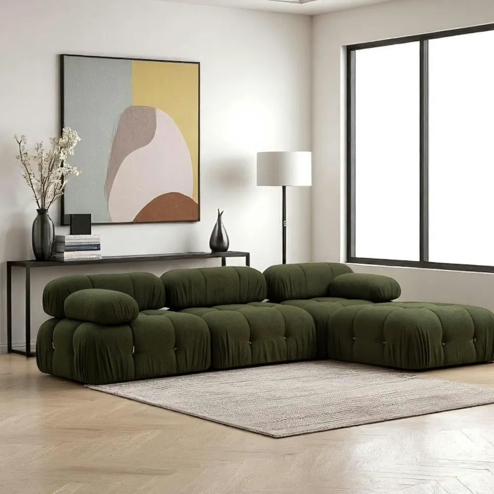 Canapés 3 Places|Canapés En Tissu|RONDA Canapé modulable 3 places - velours beige