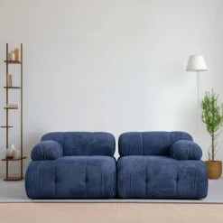 Canapés En Tissu|ICA Canapé modulable 2 places bleu, assise profonde 190 cm
