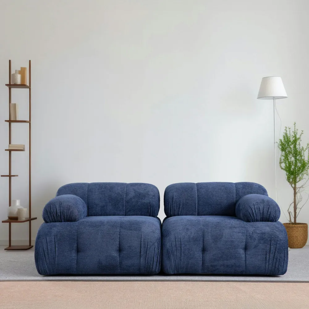 Canapés En Tissu|ICA Canapé modulable 2 places bleu, assise profonde 190 cm