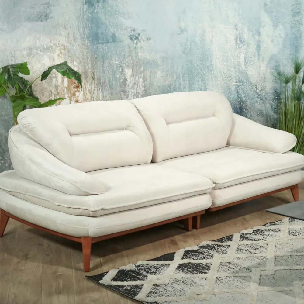 Canapés En Tissu|Canapés 3 Places|HOVE Canapé modulable 3 places blanc crème