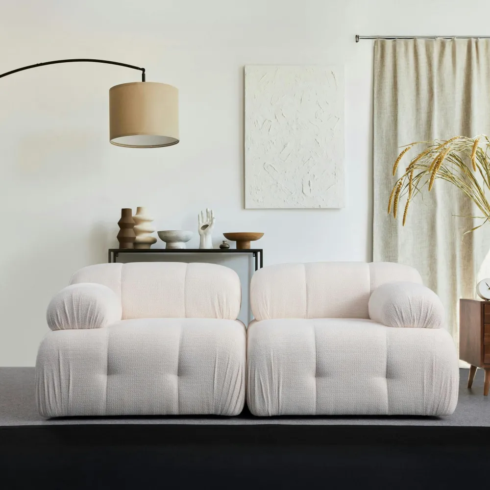 Canapés En Tissu|ICA Canapé modulable 2 places blanc, assise profonde 190 cm