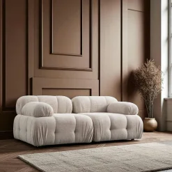 Canapés En Tissu|ICA Canapé modulable 2 places écru, assise profonde 190 cm