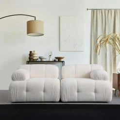 Canapés En Tissu|ICA Canapé modulable 2 places écru, assise profonde 190 cm