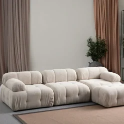 Canapés En Tissu|ICA Canapé modulable 2 places écru, assise profonde 190 cm