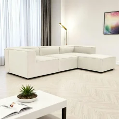 Canapés 3 Places|Canapés En Tissu|SPELLO Canapé modulable 3 places en lin - écru,