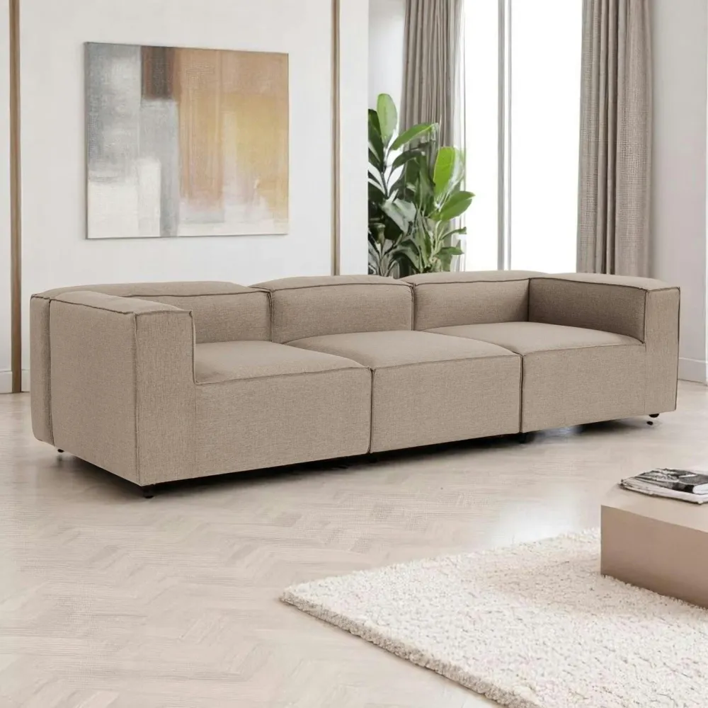 Canapés 3 Places|Canapés En Tissu|SPELLO Canapé modulable 3 places en lin - écru,