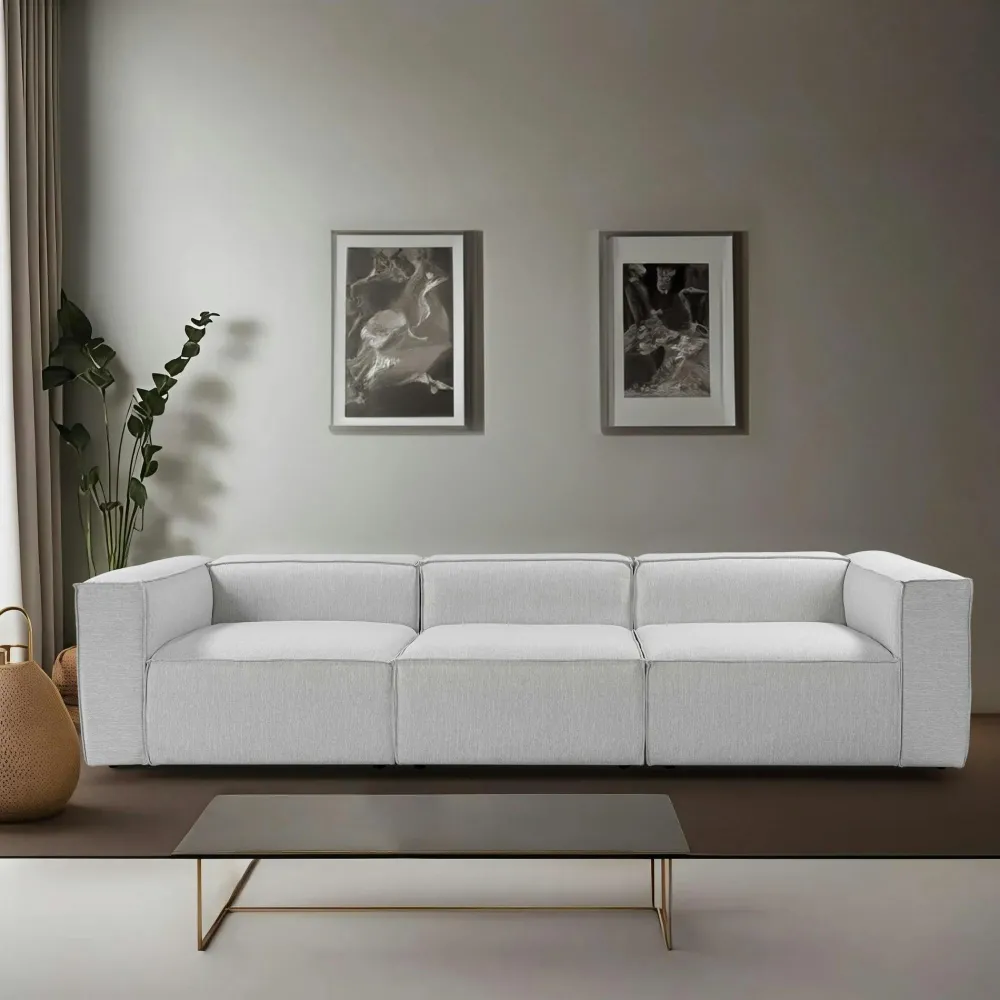 Canapés 3 Places|Canapés En Tissu|SPELLO Canapé modulable 3 places en lin - écru,