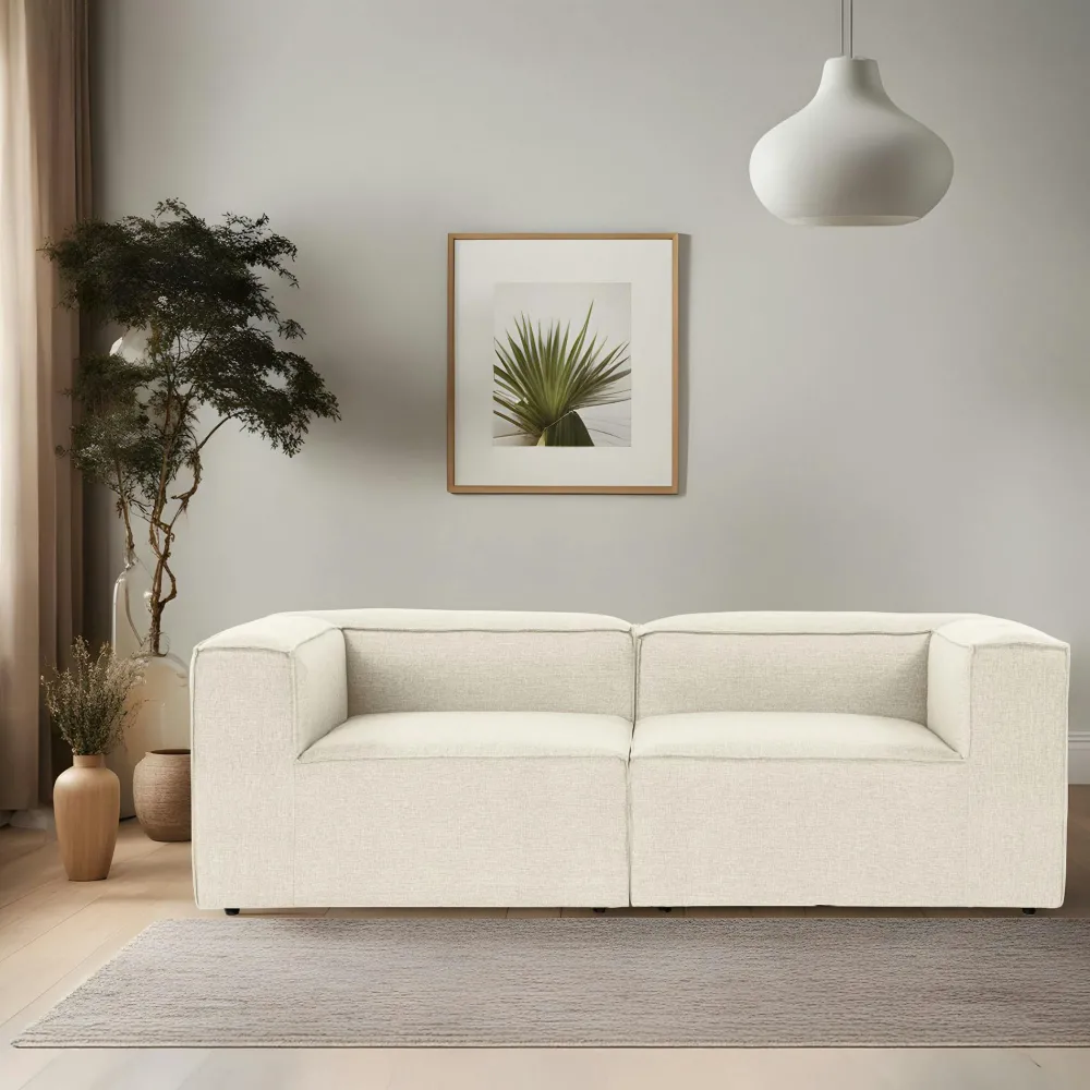 Canapés 3 Places|Canapés En Tissu|SPELLO Canapé modulable 3 places en lin - écru,
